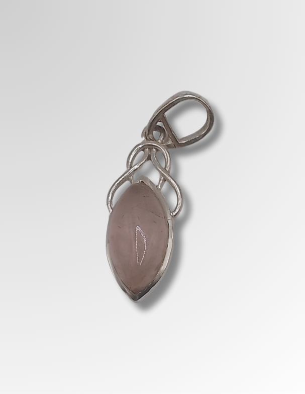 Pendentif Quartz Rose en argent massif 925