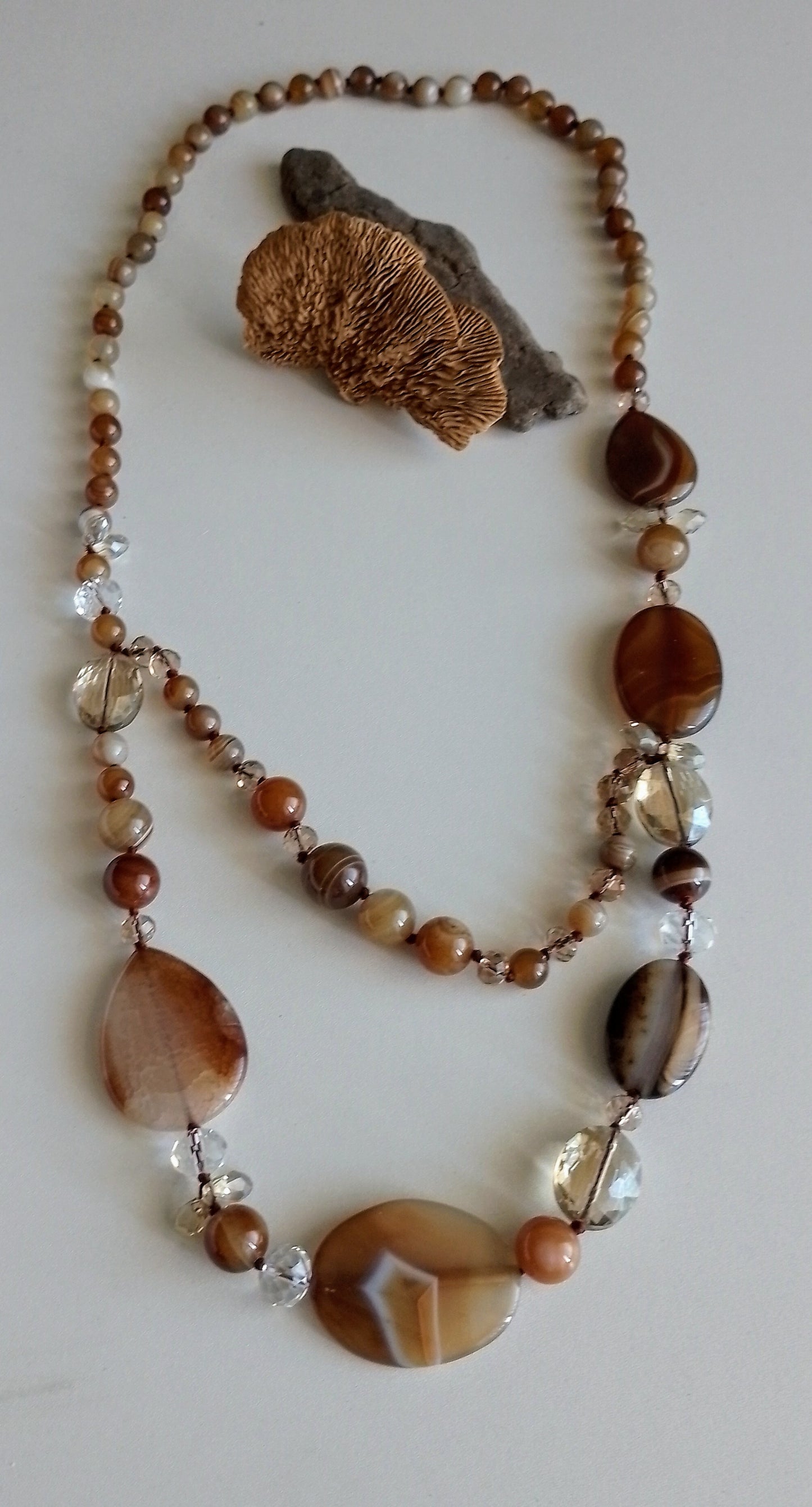 Sautoir en Agate Marron