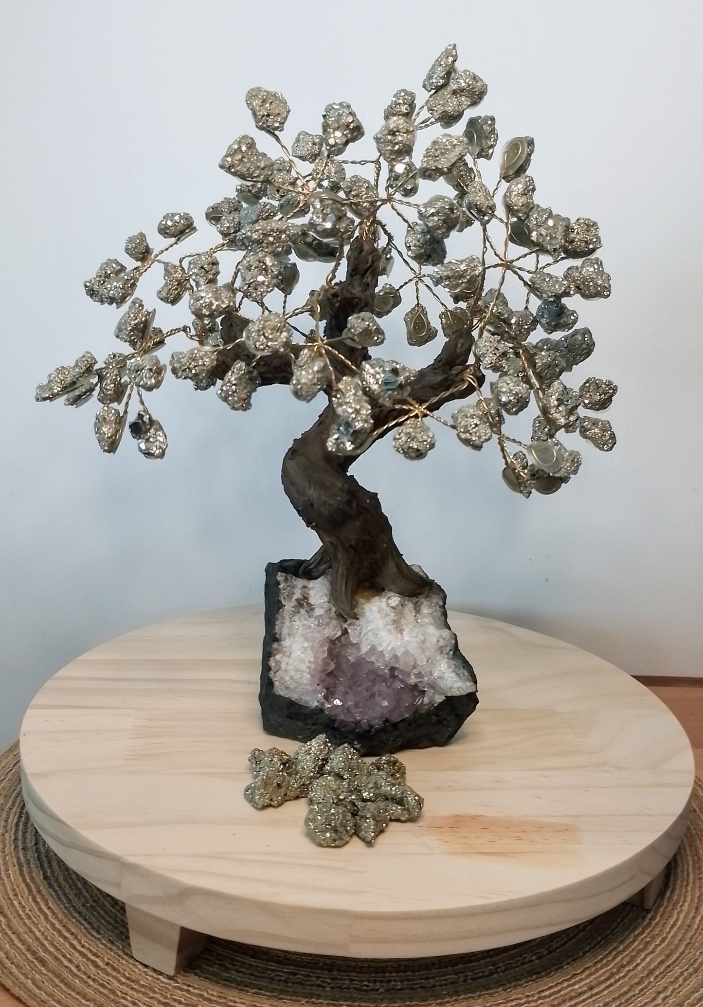 Bonsaï en Pyrite sur base Améthyste